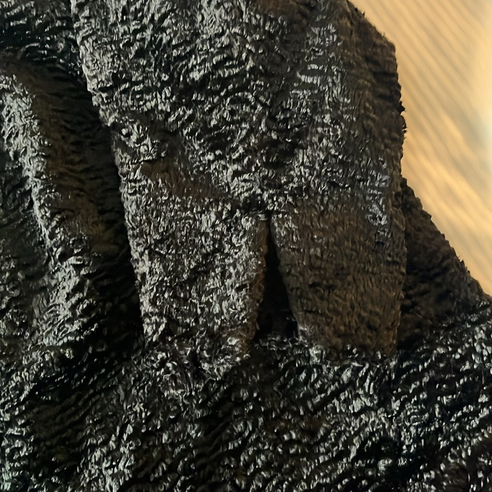 Elegant Lane Bryant Faux Sheep Fur Jacket Black 3/4 Sleeves Size 28 - Picture 12 of 15